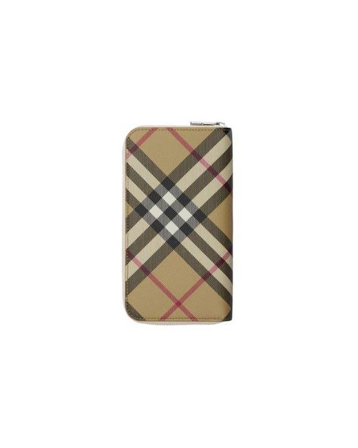 Burberry Green Check Zip Wallet for men