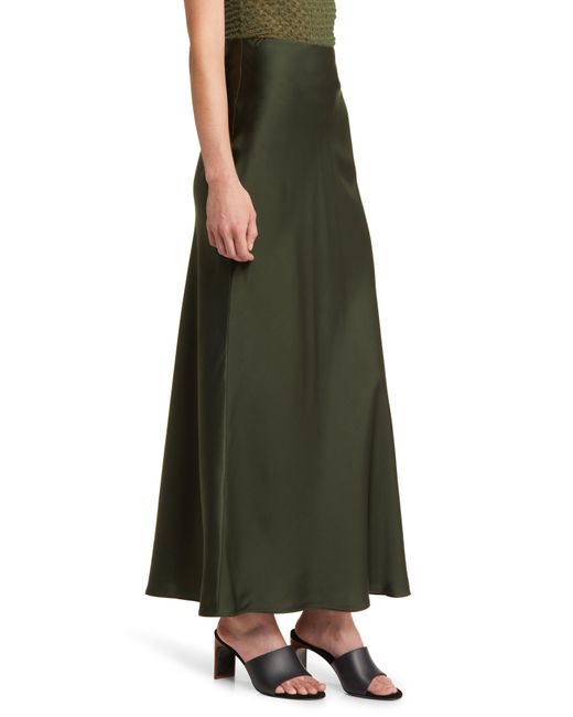 FRAME Silk Column Maxi Skirt in Green | Lyst