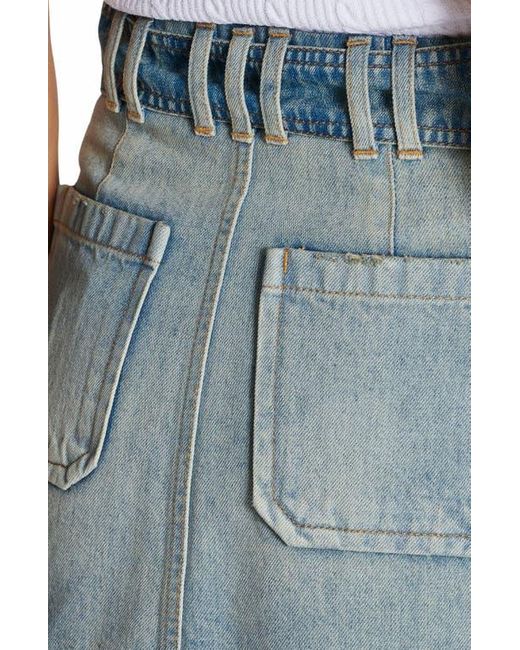 Balmain Blue Denim Skirt With Pockets