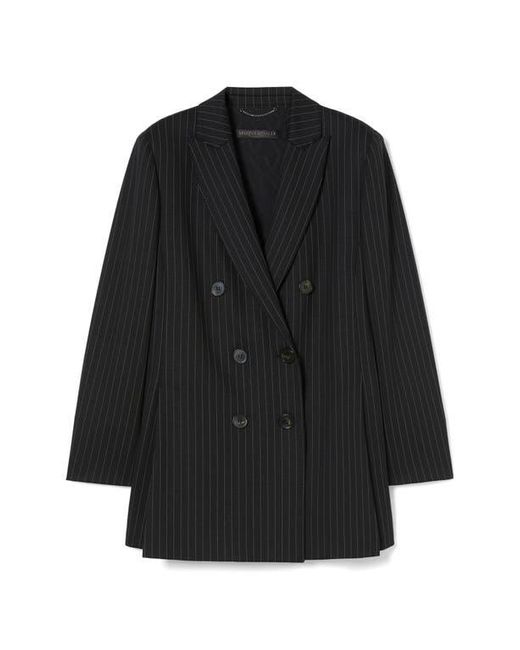 Marina Rinaldi Black Barbra Pinstripe Stretch Jersey Jacket