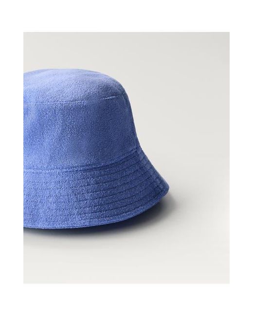 Mango Blue Cotton Blend Terry Cloth Bucket Hat