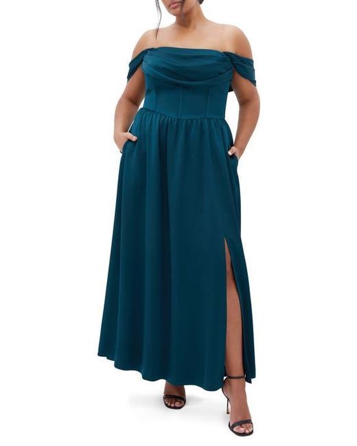 City Chic Blue Angel Love Corset Maxi Dress