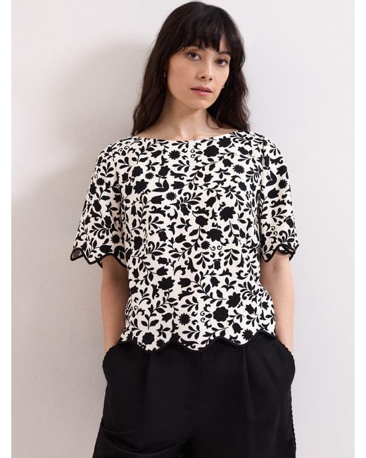Phase Eight Black Abi Printed Top