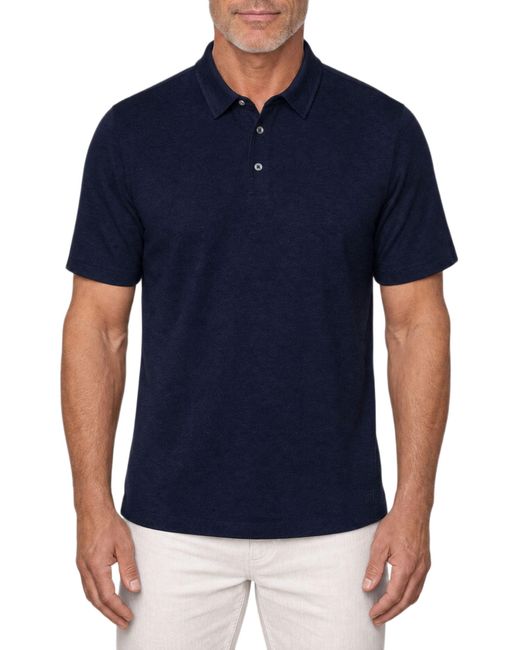 Robert Talbott Blue Taylor Pique Linen Polo for men