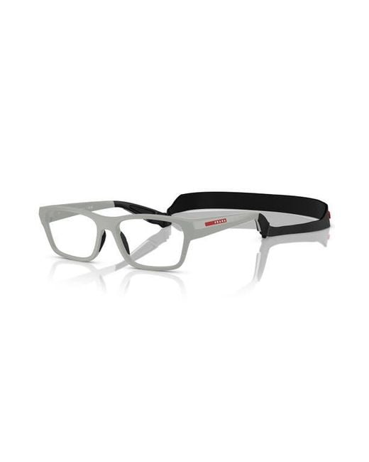 Prada Linea Rossa Black 56Mm Rectangle Optical Glasses for men