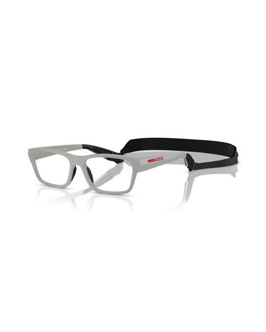 Prada Linea Rossa Black 56Mm Rectangle Optical Glasses for men