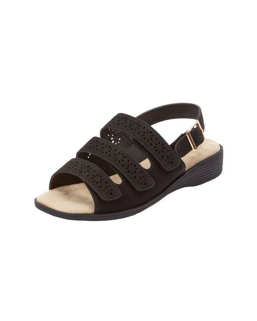 Comfortview Black The Sutton Suede Like Adjustable Sandal