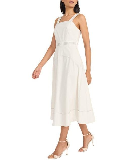 Maggy London White Sleeveless Midi Sundress