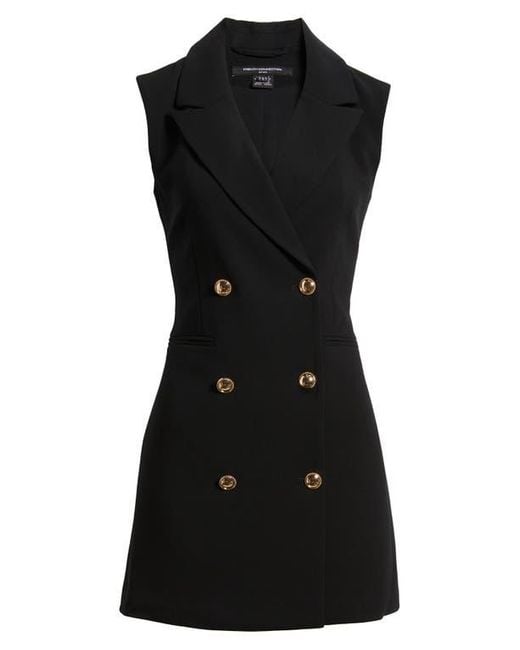 French Connection Women's Black Whisper Sleeveless Blazer Dress