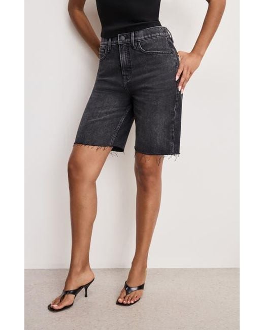 GOOD AMERICAN Blue Good Standard Raw Hem Bermuda Shorts