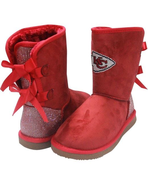 Cuce Red Kansas City Chiefs Team Colo Faux Suede Crystal Back Boots At Nordstrom
