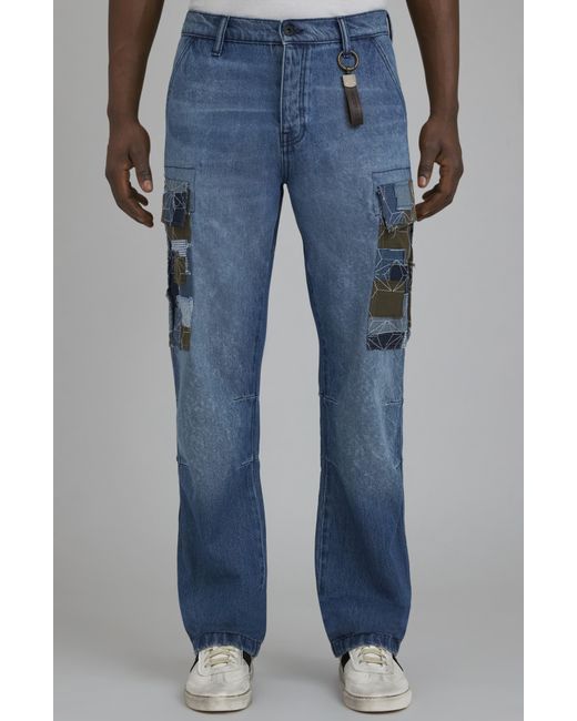 PRPS Blue Miyagi Patchwork Cargo Jeans for men
