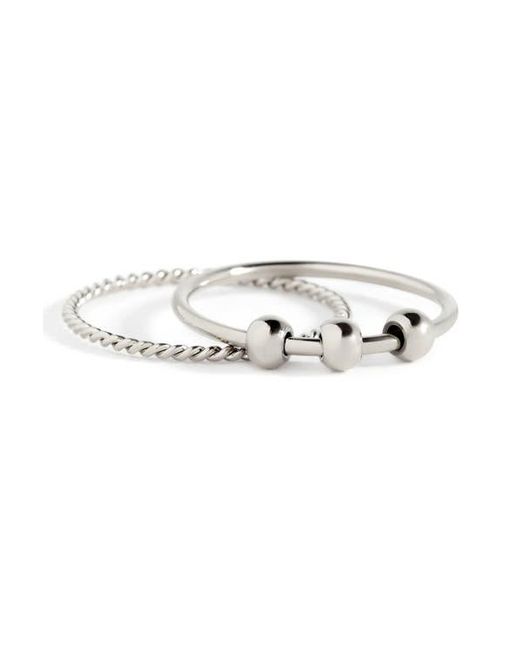 Mint & Lily White Dainty Stackable Beaded Fidget Set Ring