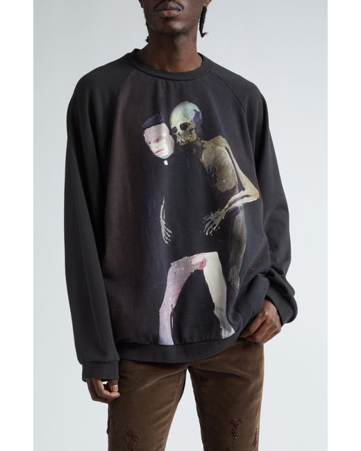 Undercover Black Graphic Print Cotton Crewneck Sweatshirt for men