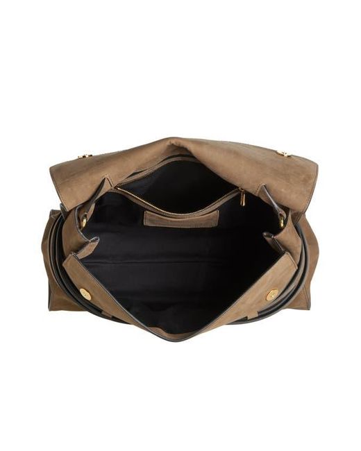 Moschino Brown Medium Tie Me Suede Shoulder Bag