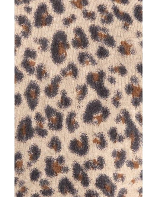 Caslon Black Leopard Print Raglan Wool & Cashmere Sweater