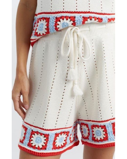 Chinti & Parker Red Hand Crochet Shorts