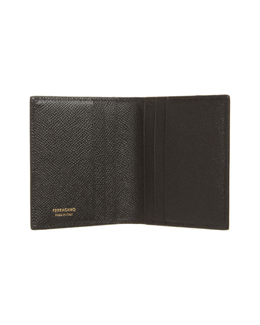 Ferragamo Black Double Gancio Tall Leather Wallet for men