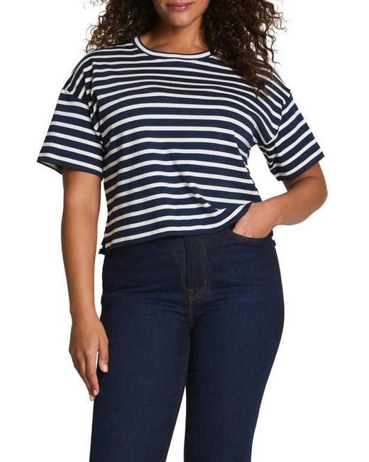 Spanx Black Cool Cotton Stripe Crewneck T-Shirt