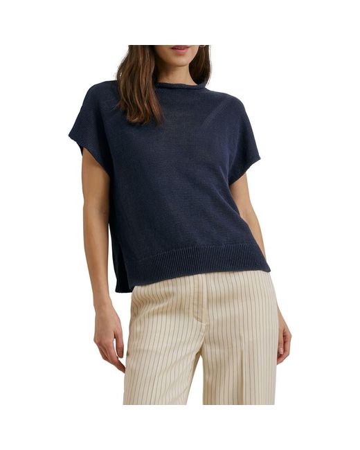FAVORITE DAUGHTER Women's Blue The Stevie Short Sleeve Linen Sweater