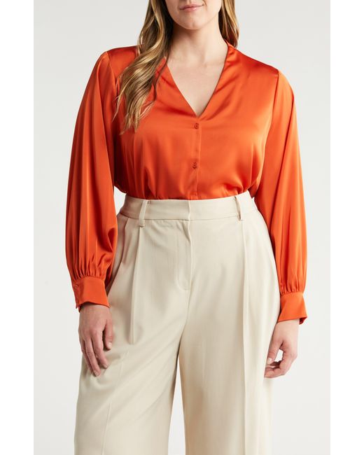 Halogen® Orange Halogen(r) Front Button Satin Shirt