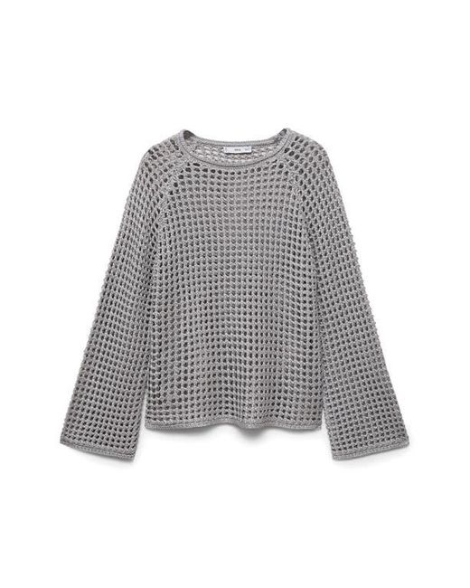 Mango Gray Open Stitch Sweater