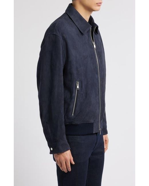 Boss Blue Merwyn Emed Leather Jacket for men
