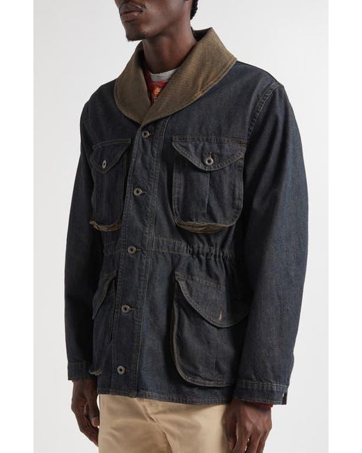 Ralph Lauren Black Shawl Collar Cotton & Linen Blend Denim Jacket for men