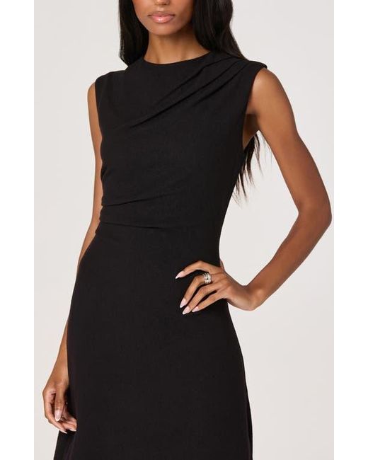 Astr Black Drape Sleeveless Midi Dress