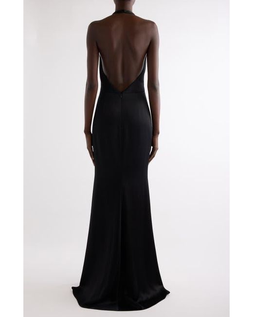 Givenchy Black Halter Neck Crepe Back Satin Gown