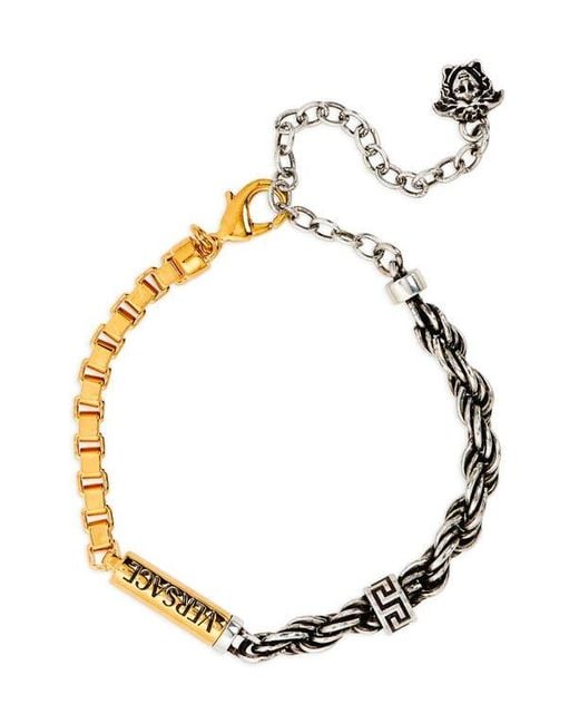 Versace Metallic Two-Tone Mixed Chain Bracelet for men