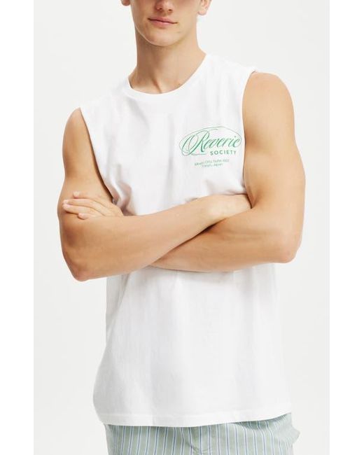 Cotton On White Graphic Muscle for men