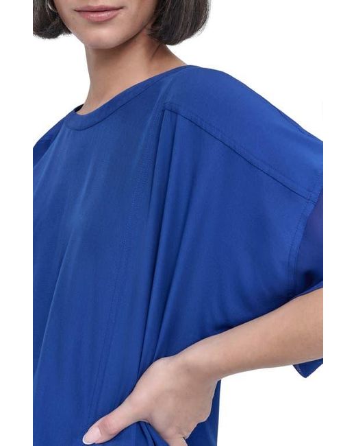 DKNY Blue Mixed Media Dolman Sleeve Top