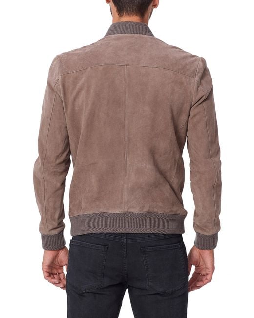 PAIGE Bradhurst Slim Fit Suede Bomber Jacket in Brown for Men - Lyst