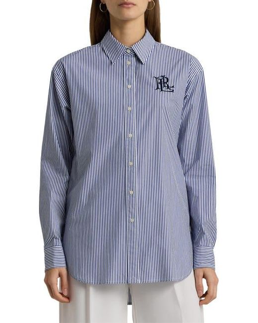 Ralph Lauren Blue Relaxed Fit Striped Stretch Cotton Shirt