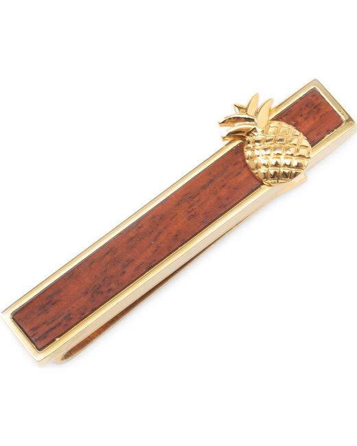 Cufflinks Inc. Metallic Pineapple Wood Inlay Tie Bar for men