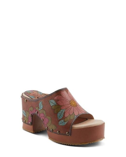 Spring Step Brown Teeshirt Platform Slide Sandal