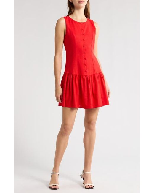 Wayf Red Martini Linen Blend Minidress