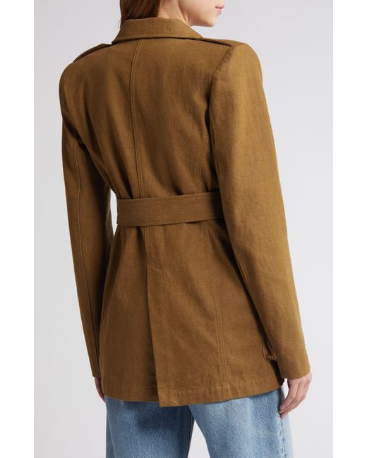 FRAME Brown Belted Cotton Safari Jacket