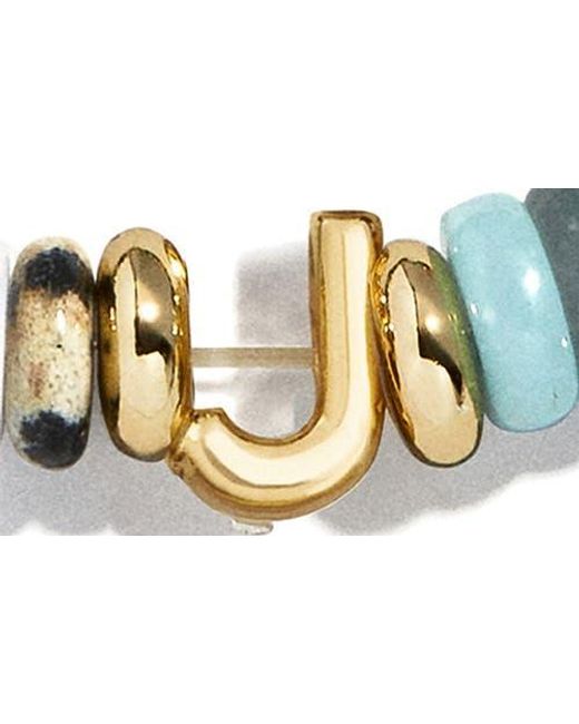 BaubleBar Blue Amaris Semiprecious Initial Beaded Stretch Bracelet
