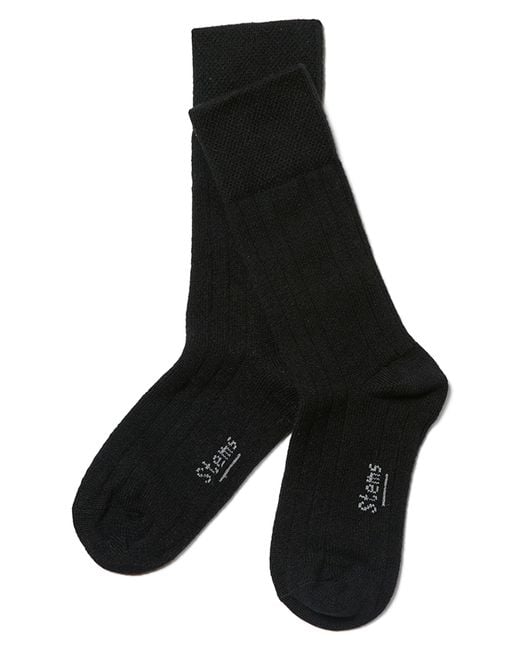 Stems Black Stretch Cashmere Crew Socks