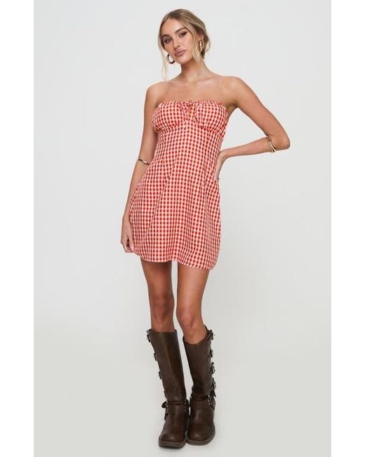 Princess Polly Pink Double Date Gingham Strapless Minidress