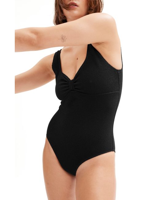 & Other Stories Black & Textured One-piece Swimsuit
