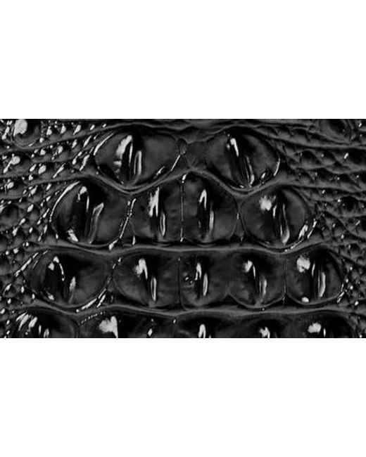Brahmin Black Cami Croc Embossed Leather Satchel