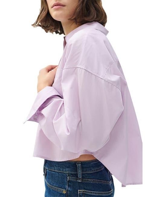Rag & Bone Purple Marin Crop Cotton Button-Up Shirt