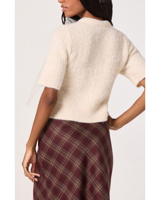 Astr Red Organza Bow Mixed Media Sweater