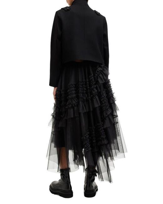 AllSaints Black Jen Asymmetric Hem Tulle Skirt