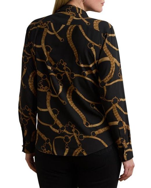 Ralph Lauren Black Belting Print Classic Fit Crepe Button-Up Shirt