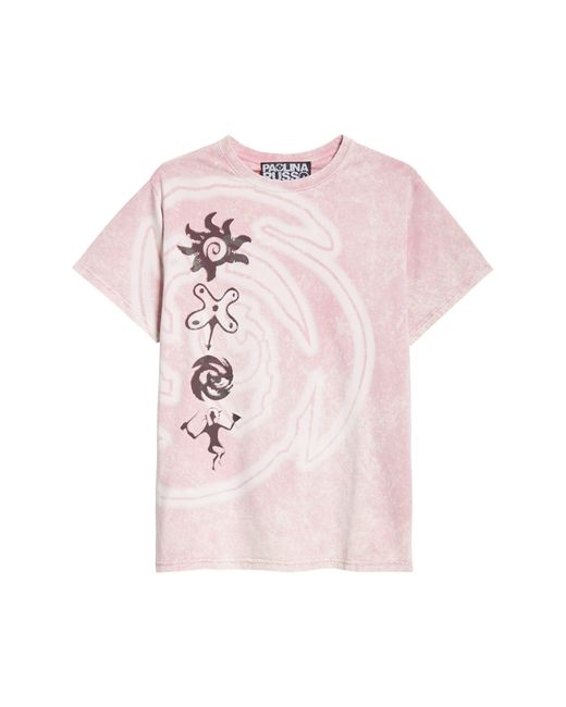PAOLINA RUSSO Pink Gender Inclusive Cotton Graphic T-shirt