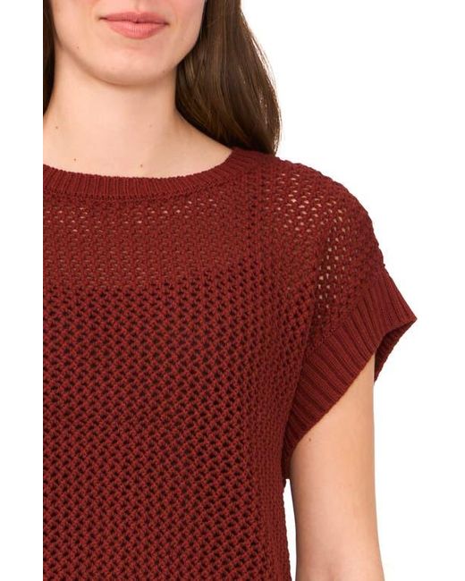 Halogen® Red Open Stitch Cotton Crop Sweater Vest